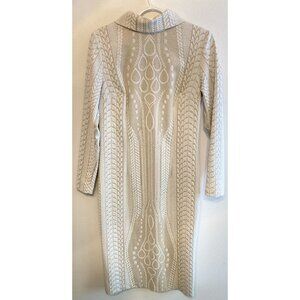 Iren Klairie Embroidery Gold/cream Dress Long Sleeve Stretch Size 42 US Size 10